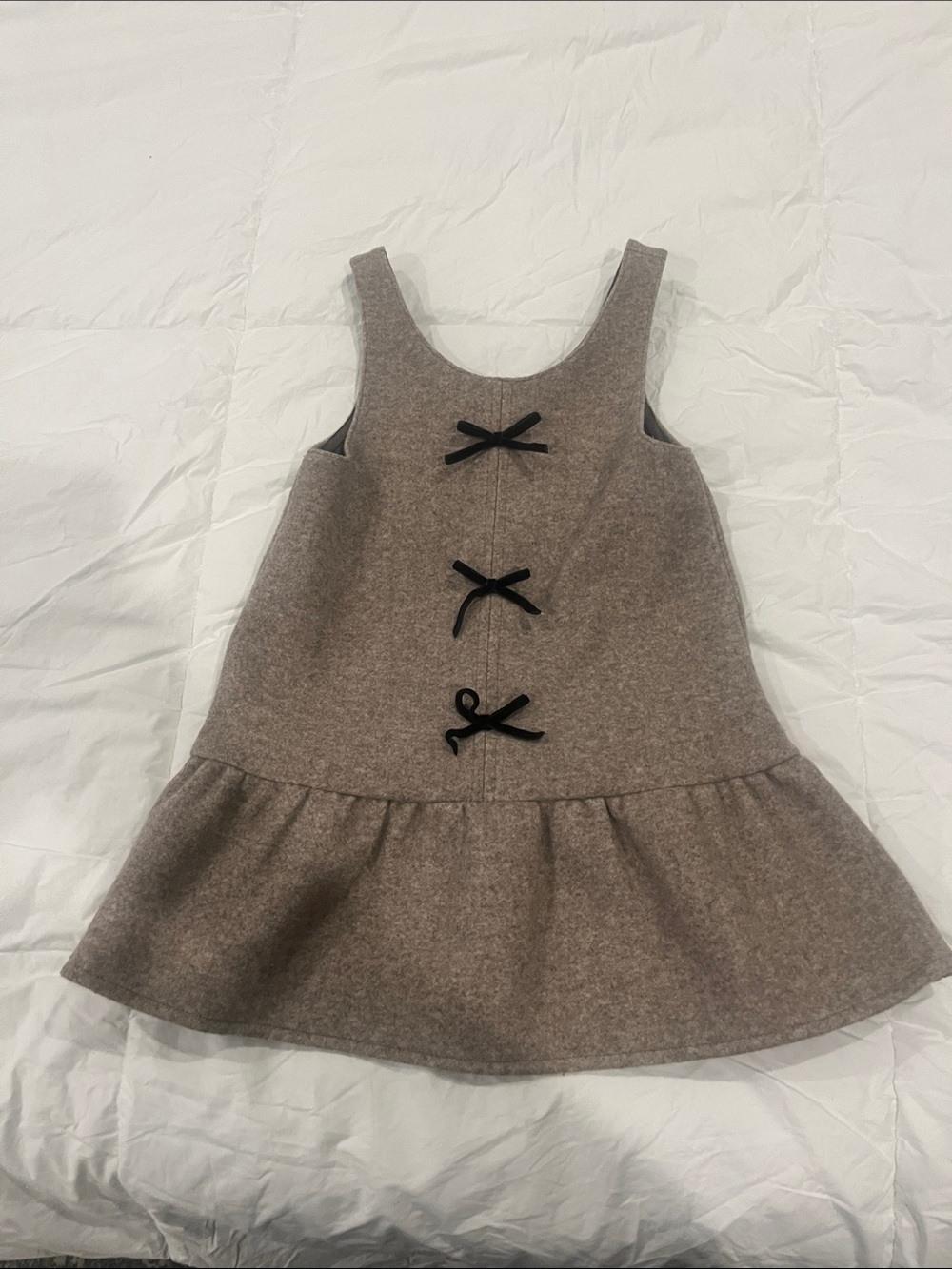 Zara Taupe Casual Dress with Black Bows